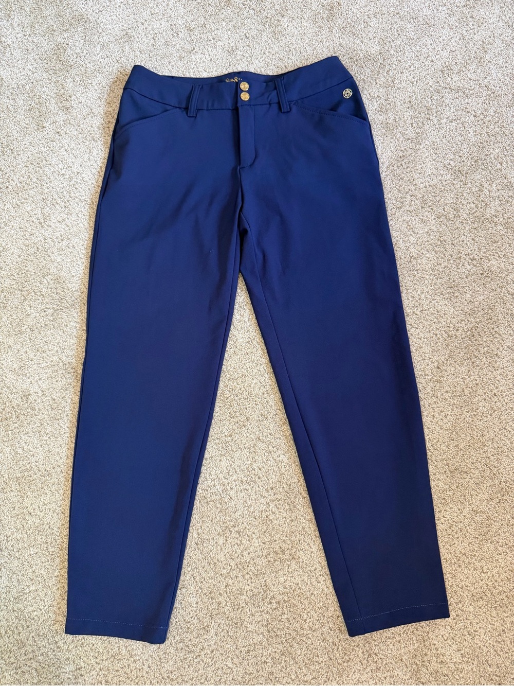Lilly Pulitzer Luxletic Cameron Navy Skinny Performance Pants Stretch Preppy - Picture 3 of 11